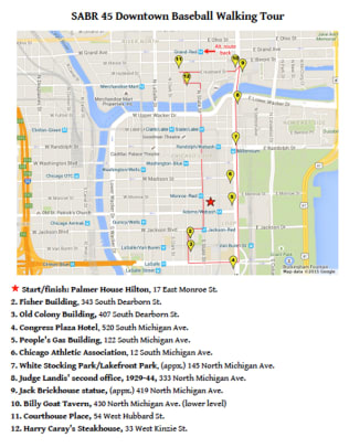 SABR 45 Walking Tour of Chicago Baseball History - 13 - Map of the Walking Tour